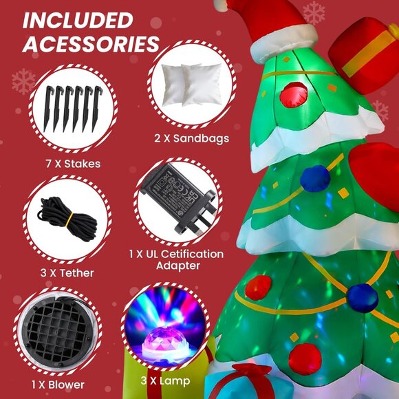 ⚡12FT Inflatable Christmas Tree with Built-in LEDs Lights Outdoor Decorations - Picture 5 of 9